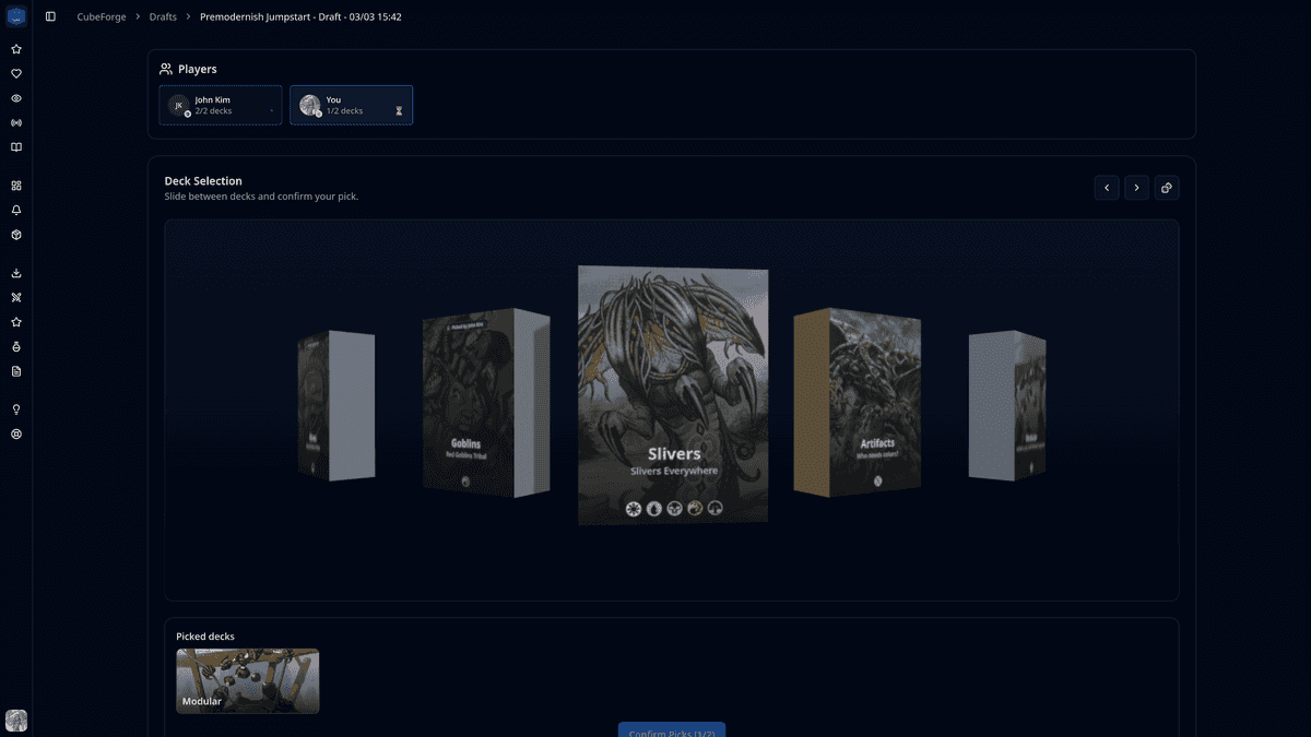 CubeForge Jumpstart draft session in version 0.6.3