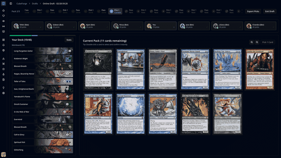 CubeForge draft session UI rework shown in version 0.6.1
