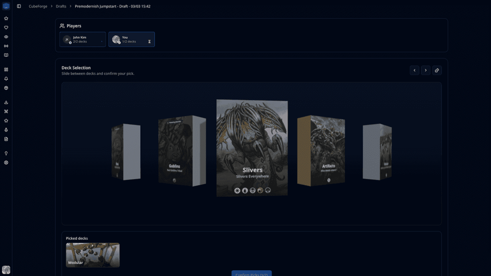 CubeForge Jumpstart draft session in version 0.6.3