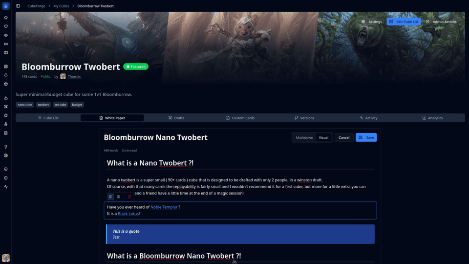 Draft interface screenshot