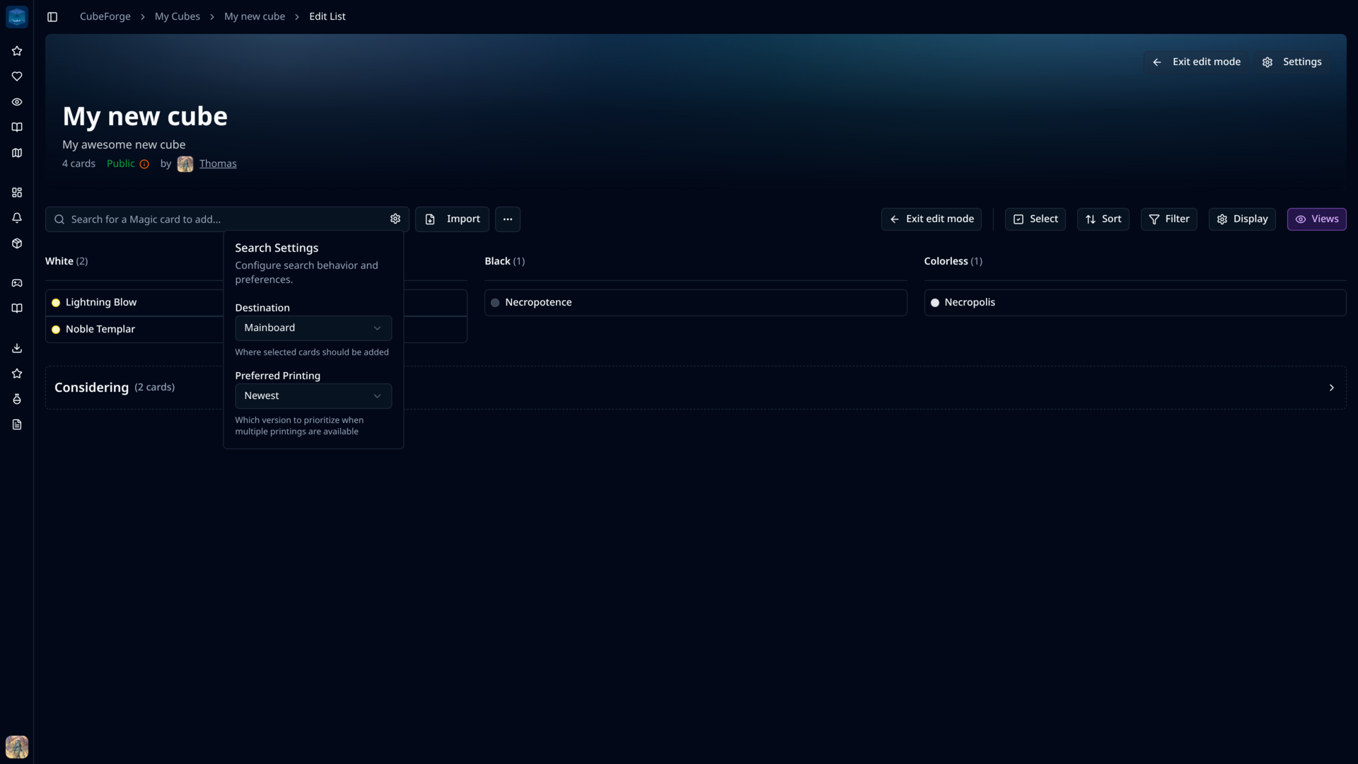 CubeForge 0.7.2 release notes covering cube editing and card input improvements