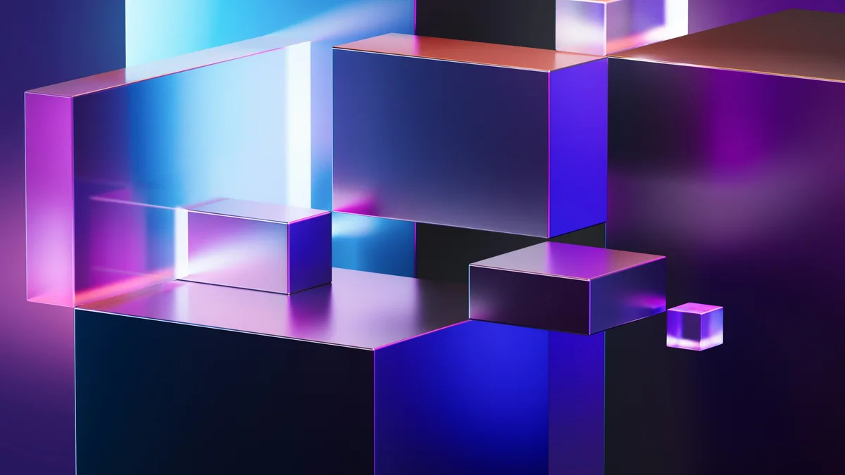 Colorful glowing cubes arranged in a stack