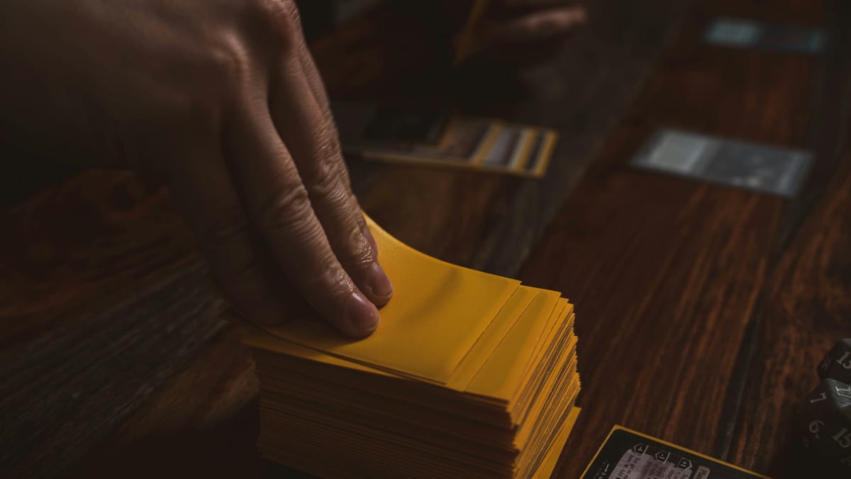 Magic: The Gathering Cube cards arranged for drafting