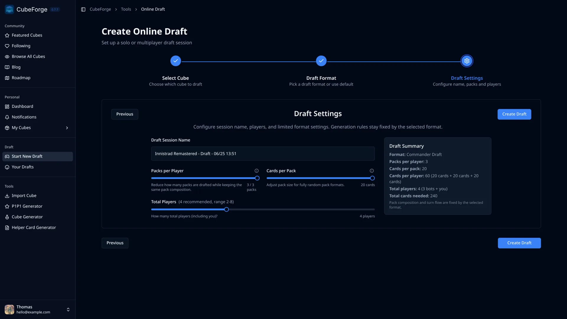 Customize the draft