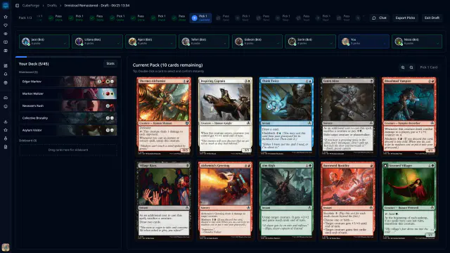 CubeForge MTG draft simulator interface preview
